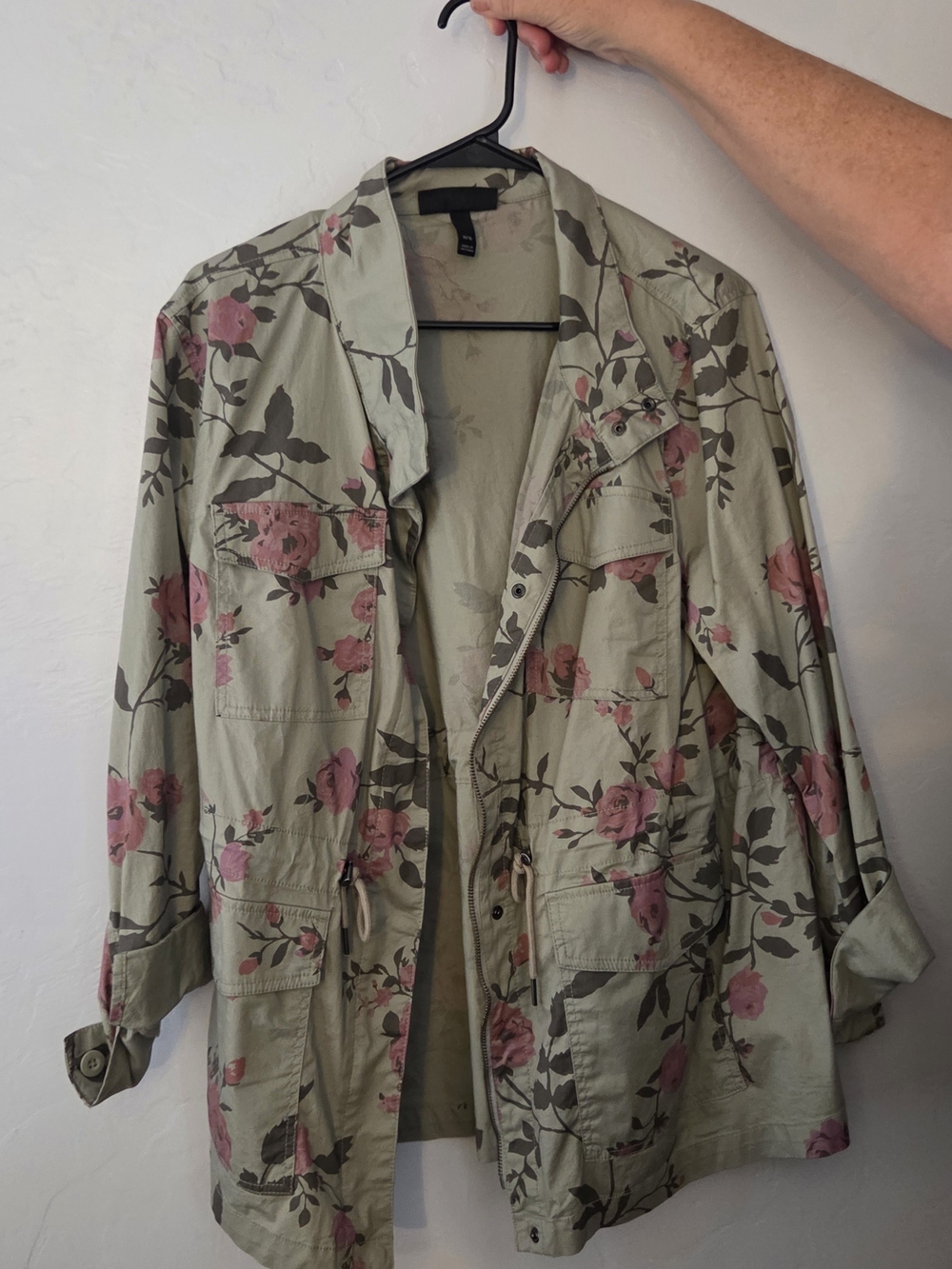 Lane Bryant Floral Utility Jacketand Pants in Sage Green and Pink